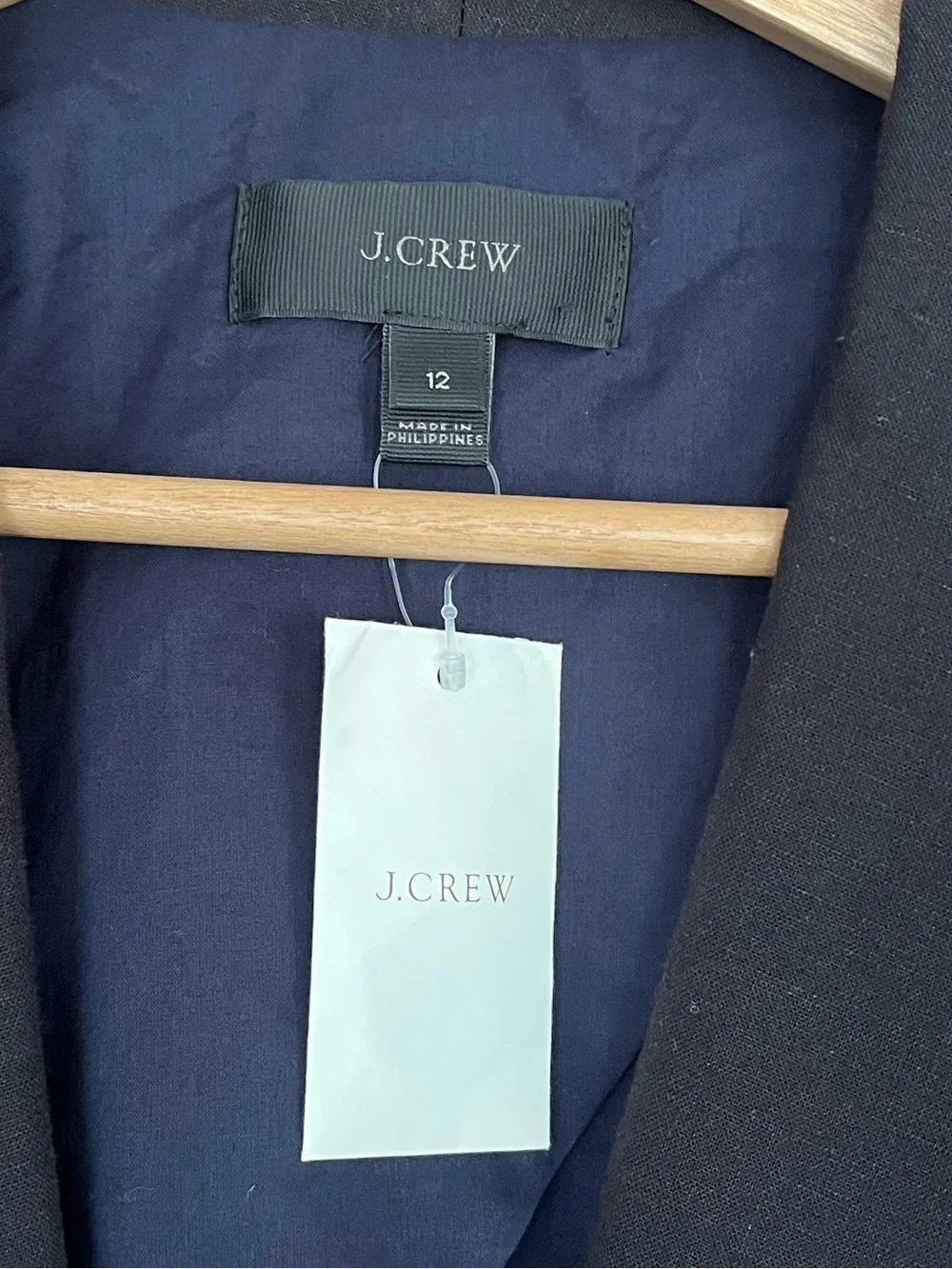 {J. Crew} Linen Blend Single Button Closure Blazer in Black - Women’s 12